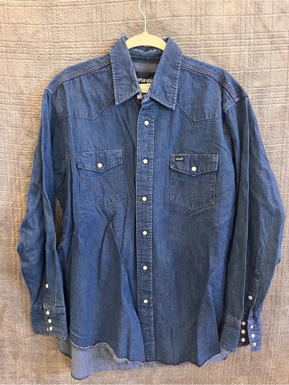 Vintage Wrangler Blue Denim Western Pearl Snap Button-Up Shirt